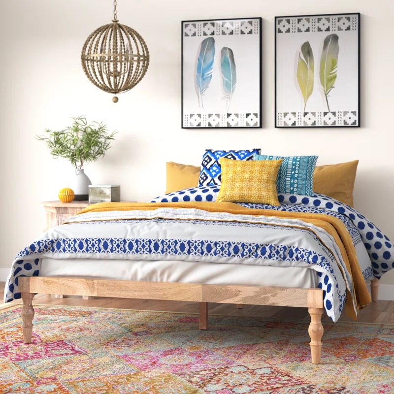 Solid Wood Vintage Legs Design Platform Bed - Furnishiaa -  -